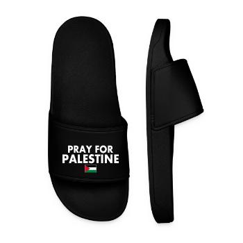 Pray for palestine - Männer Badelatschen - Schwarz - Vorne