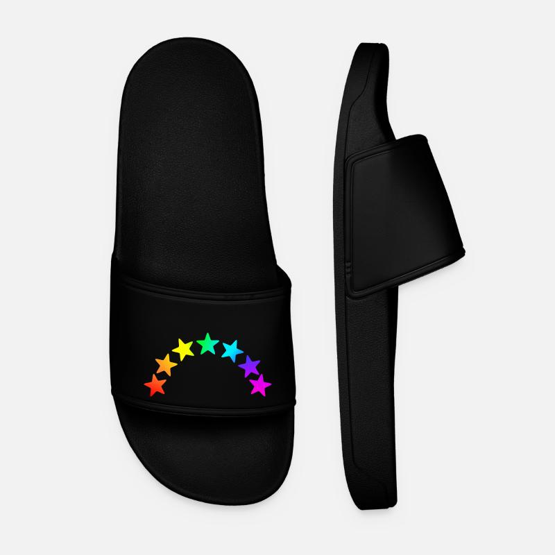 bunte Sterne - Regenbogen Farbverlauf - Männer Badelatschen - Schwarz