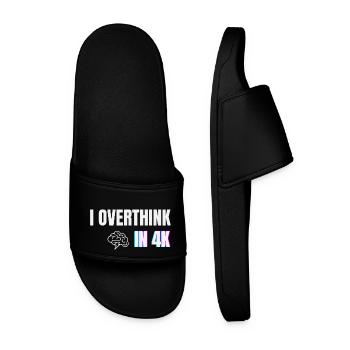 I Overthink in 4K – Funny Minimal Anxiety Shirt - Men’s Pool Sliders - black - Front