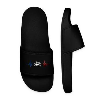 Line Cardio Bike Minimalist Design Gift Cyclist - Men’s Pool Sliders - black - Front