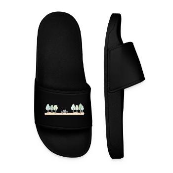 Forest Path Cycling Scene - Men’s Pool Sliders - black - Front