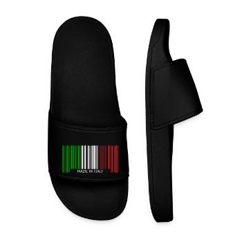 Italy Made in Italy Barcode Flag for Italians - Men’s Pool Sliders - black - Front