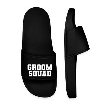Groom Squad - Herren Junggesellenabschied Geschenk - Männer Badelatschen - Schwarz - Vorne