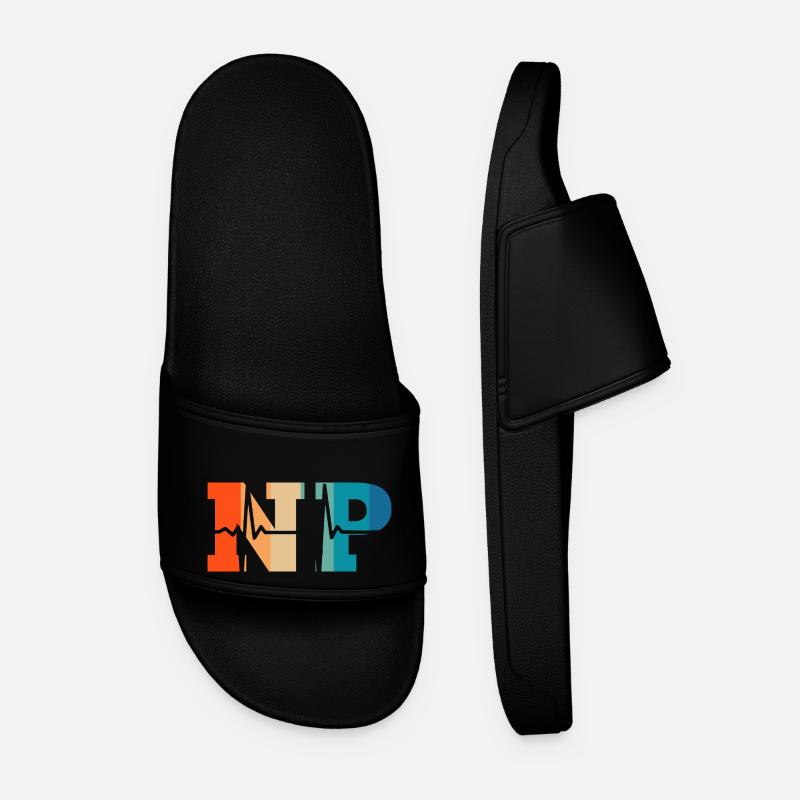Heartbeat retro nurse practitioner - Men’s Pool Sliders - black