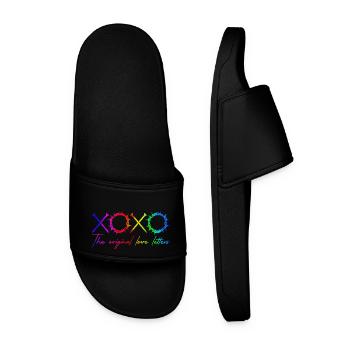 xoxo love you amore Fleurs Femmes Saint Valentin - Claquettes Homme - noir - Devant