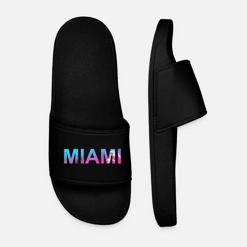 Miami Neon Palmen Sunset - Männer Badelatschen - Schwarz