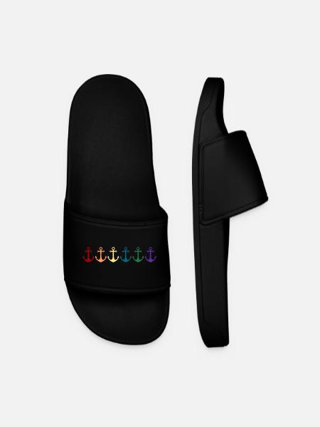 Rainbow Anchor - Men’s Pool Sliders - black