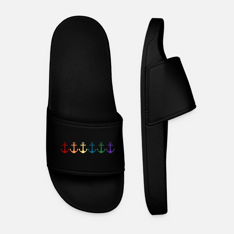 Regenbogen Anker - Männer Badelatschen - Schwarz