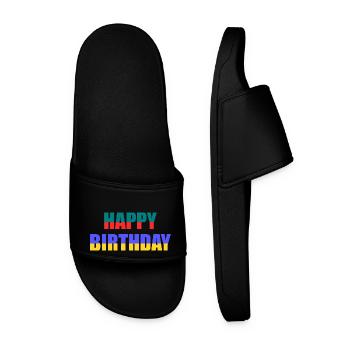 ANNIVERSARY. HAPPY BIRTHDAY. HAPPY BIRTHDAY. - Men’s Pool Sliders - black - Front