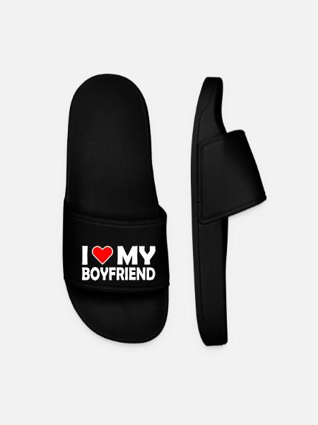 I love my boyfriend - Badesandaler for menn - svart