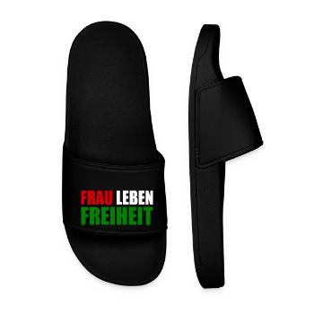 Frau leben freiheit - Männer Badelatschen - Schwarz - Vorne