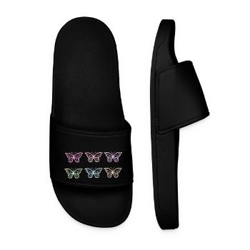 Cute Butterflies Pattern - Men’s Pool Sliders - black - Front