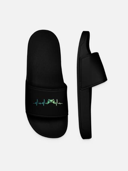 console controller heartbeat Gamer - Men’s Pool Sliders - black