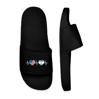 Argentine USA Heartbeat Amour Amitié - Claquettes Homme - noir - Devant
