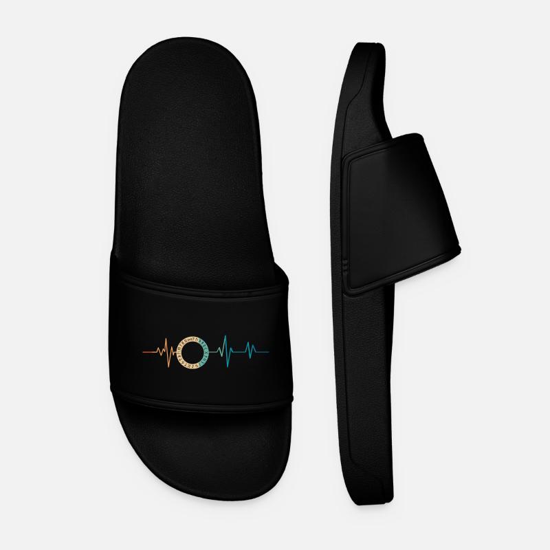 Retro Heartbeat Runic Alphabet - Men’s Pool Sliders - black