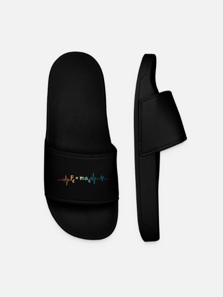 Heartbeat Retro Math Formula - Men’s Pool Sliders - black