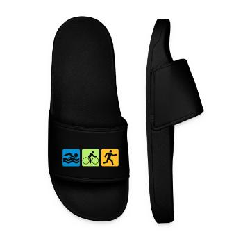bunt sport buttons piktogramm cool logo swim bike - Männer Badelatschen - Schwarz - Vorne