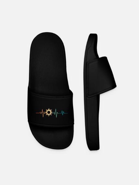 Retro Heartbeat Sun - Men’s Pool Sliders - black