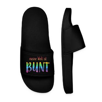Meine Welt ist bunt - Regenbogen -fröhlich - Männer Badelatschen - Schwarz - Vorne