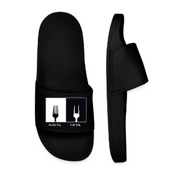 Plastic Metal. Metal Fan Gabel Geschenk Musik - Männer Badelatschen - Schwarz - Vorne