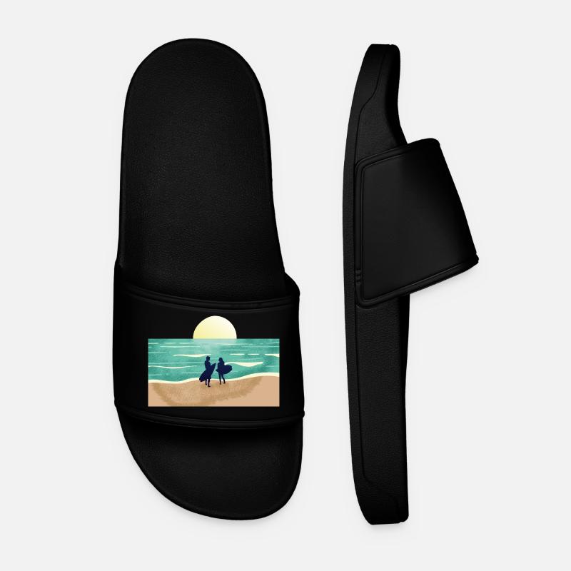 Summer Sunset Surfer - Men’s Pool Sliders - black