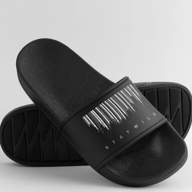 Forest Barcode Silhouette Men’s Pool Sliders