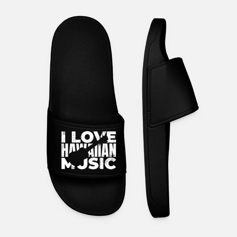 Ukulele Lover Saying - Men’s Pool Sliders - black
