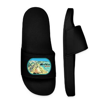 Illustration Peneco Beach, Albufeira, Algarve - Men’s Pool Sliders - black - Front