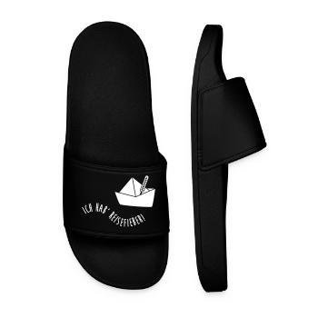 Travel Fever Wave Paper Boat Vacation Sea Travel - Men’s Pool Sliders - black - Front