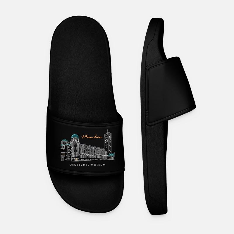 Munich Deutsches Museum Hand Drawing - Men’s Pool Sliders - black