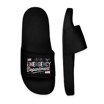 Emergency ER Nurse Independence Day 4th of July - Men’s Pool Sliders - black - Front