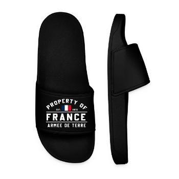French Military Stencil Design - Men’s Pool Sliders - black - Front