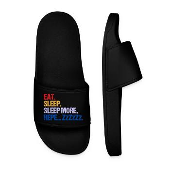 EAT SLEEP SLEEP MORE ZzZzZ - Men’s Pool Sliders - black - Front