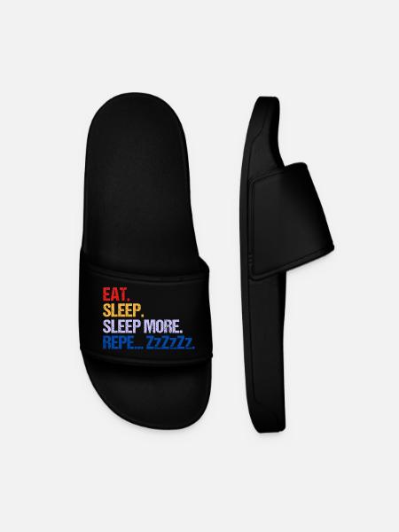 EAT SLEEP SLEEP MORE ZzZzZ - Men’s Pool Sliders - black