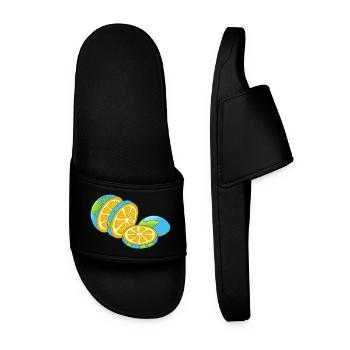 Planet Earth is an orange - Men’s Pool Sliders - black - Front