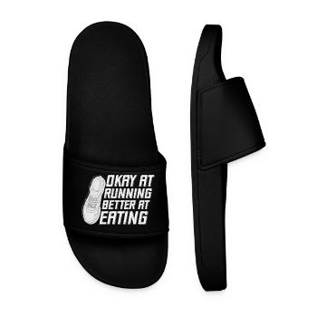 Marathon Runner Okay At Running Gift - Men’s Pool Sliders - black - Front