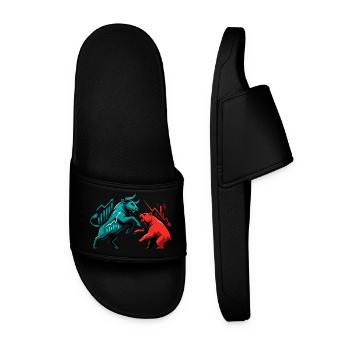 Bulls vs Bears Stock Market Fight Stocks Gift - Men’s Pool Sliders - black - Front