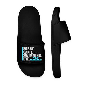 Sorry Can't Swimming Bye Schwimmer Ausrede Humor - Männer Badelatschen - Schwarz - Vorne