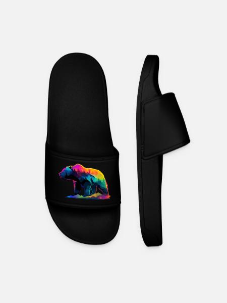 Bear In The Mountains - Men’s Pool Sliders - black