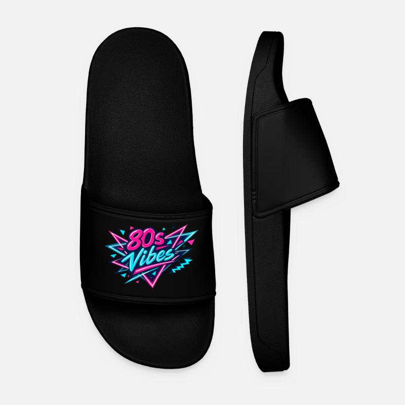 80s Vibes Neon Retro - Männer Badelatschen - Schwarz