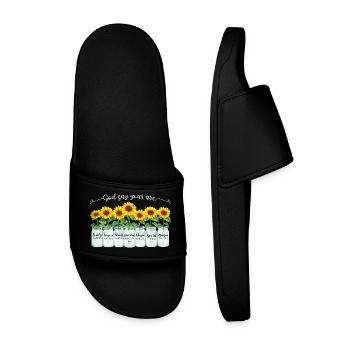 Jésus chrétien inspirant de tournesols - Claquettes Homme - noir - Devant
