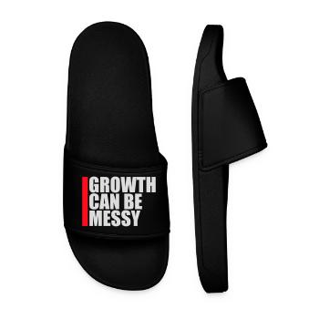 Growth Can Be Messy Personal Growth Quote Logo - Men’s Pool Sliders - black - Front