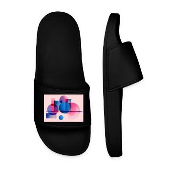 Abstrakte Blau-Pink-Geometrie - Männer Badelatschen - Schwarz - Vorne