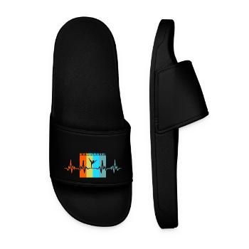 Cadeau rétro de rythme cardiaque de gymnastique - Claquettes Homme - noir - Devant
