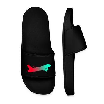 Flugzeug - Männer Badelatschen - Schwarz - Vorne