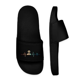 Battement de coeur rétro pilote d’avion - Claquettes Homme - noir - Devant