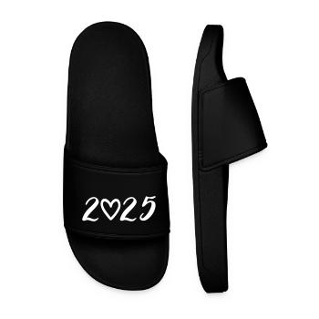 2025 Herz - Männer Badelatschen - Schwarz - Vorne