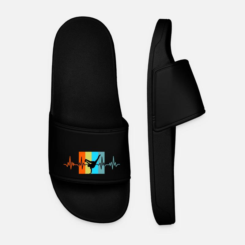 Breakdance Herzschlag retro Geschenk - Männer Badelatschen - Schwarz