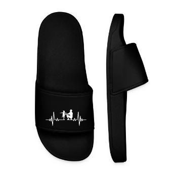 Familie Papa Herzschlag Söhne Kind Sohn Puls Vater - Männer Badelatschen - Schwarz - Vorne
