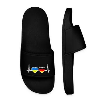 Germany Ukraine Flag Heartbeat - Men’s Pool Sliders - black - Front